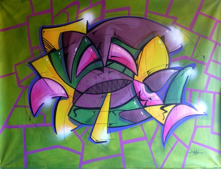 Schilderij getiteld "Fish n°2309" door Saname, Origineel Kunstwerk, Graffiti
