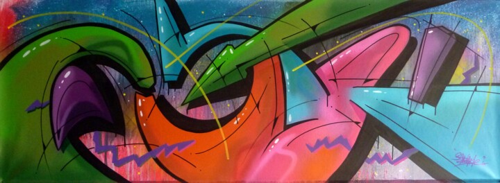 Painting titled "100 titres 101" by Saname, Original Artwork, Airbrush