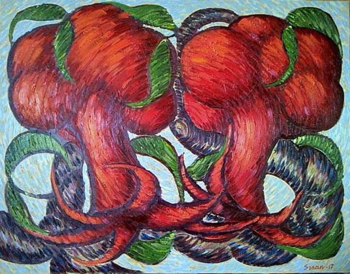 Peinture intitulée ""Гранаты"" par Sanan Samedov, Œuvre d'art originale, Huile