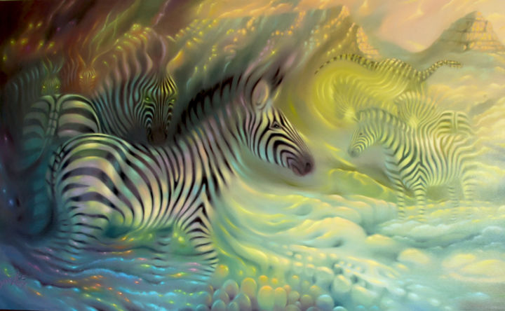Schilderij getiteld "Zebra" door Sana Zee, Origineel Kunstwerk, Olie