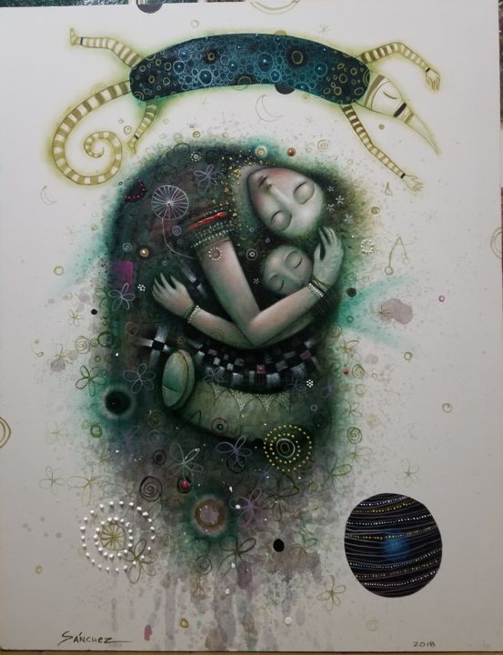 Painting titled "La pequeña historia…" by Sanchez, Original Art, Oil