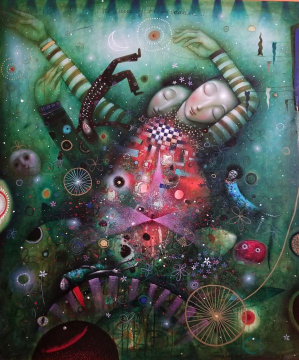 Painting titled "De luces y oscurida…" by Sanchez, Original Art, Oil
