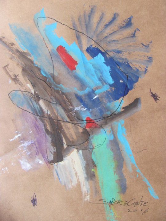 Pintura titulada "Azules y Turquesas" por Jorge Alberto Sánchez Conte, Obra de arte original, Acuarela