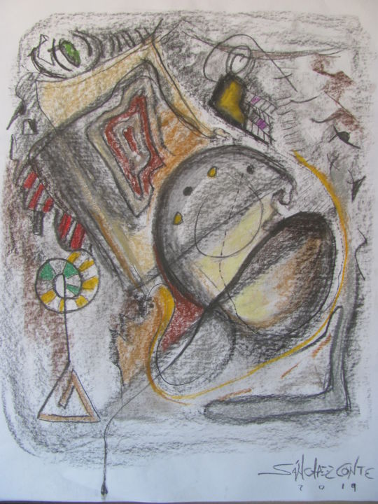 Dibujo titulada "Apareció sin avisar" por Jorge Alberto Sánchez Conte, Obra de arte original, Pastel