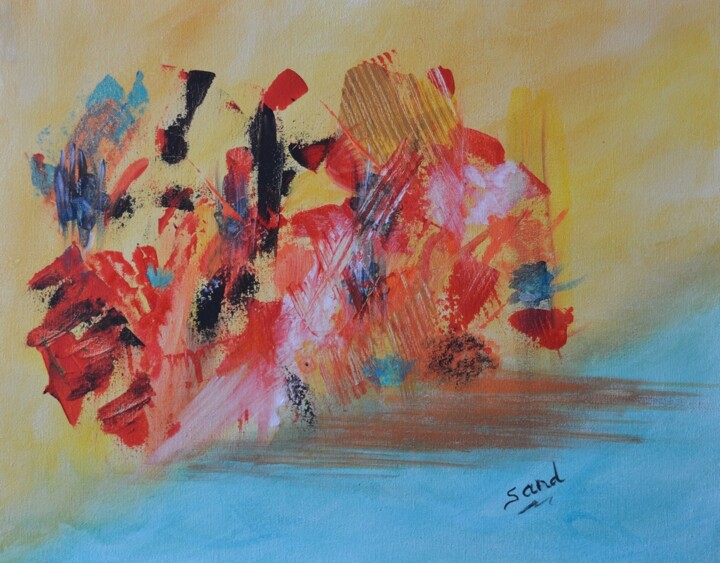 Painting titled "La traversée" by Sand Art Paint, Original Artwork, Acrylic