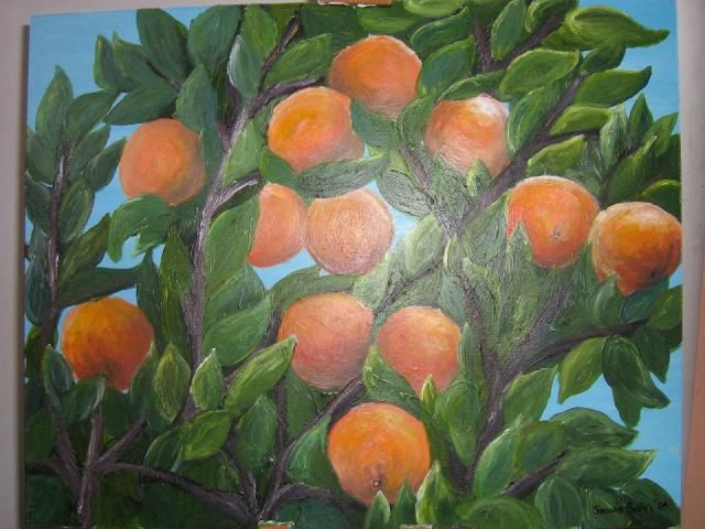 Painting titled "Oranges" by Sanda Basic, Original Artwork