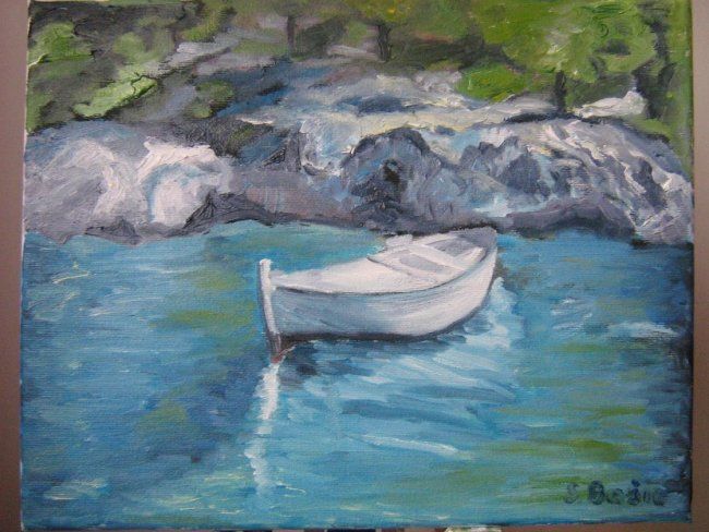 Painting titled "Boats" by Sanda Basic, Original Artwork