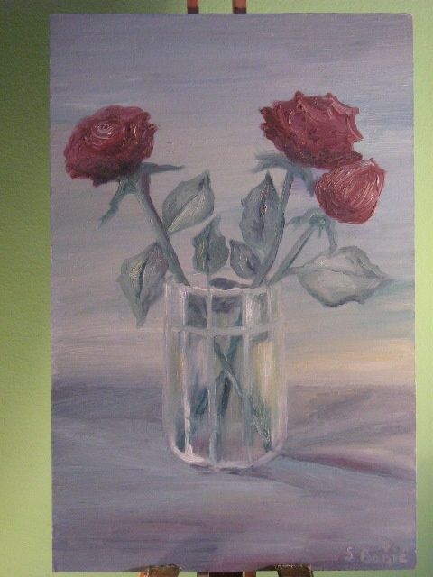 Painting titled "Eternal rose" by Sanda Basic, Original Artwork