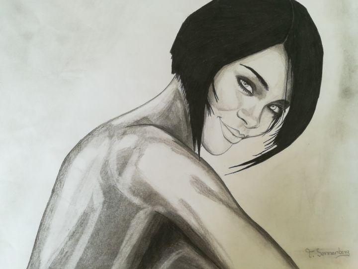 Zeichnungen mit dem Titel "Rihanna" von Tamara Sonnenberg-Stühmer, Original-Kunstwerk, Bleistift