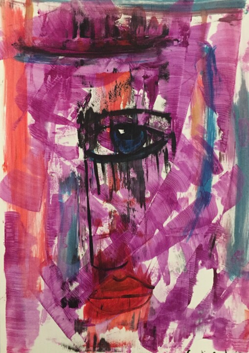 Painting titled "Abstract face" by Sandi Goodwin, Original Artwork, Acrylic
