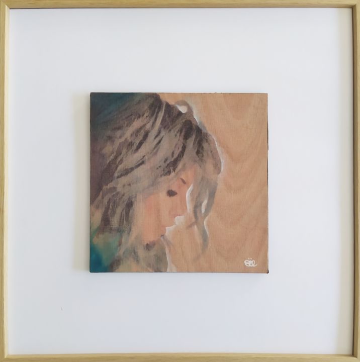 Painting titled "ESTHER" by Sandie Ledormeur, Original Artwork, Acrylic Mounted on Cardboard