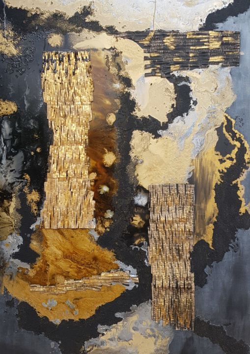 Painting titled "Lave d'Or" by Sand., Original Artwork, Acrylic