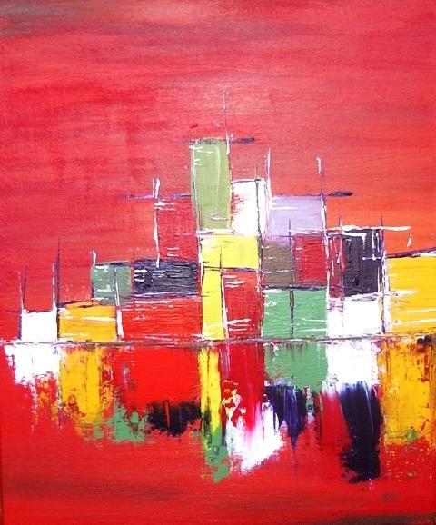 Painting titled "color city" by Sand.O, Original Artwork