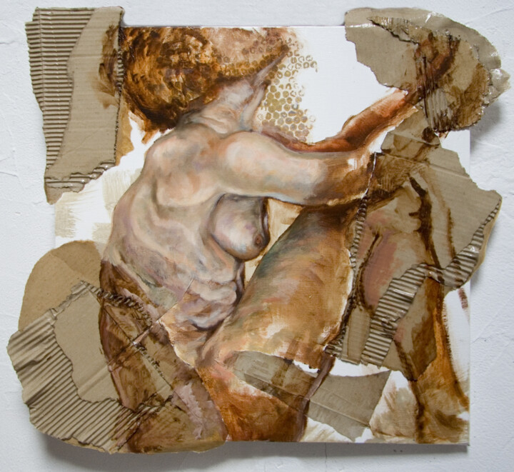 Peinture intitulée "Femme en carton" par Sandra Artiga, Œuvre d'art originale