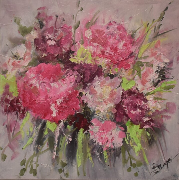 Painting titled "Mom´s Bouquet 2" by Sandra Bayer, Original Artwork, Oil