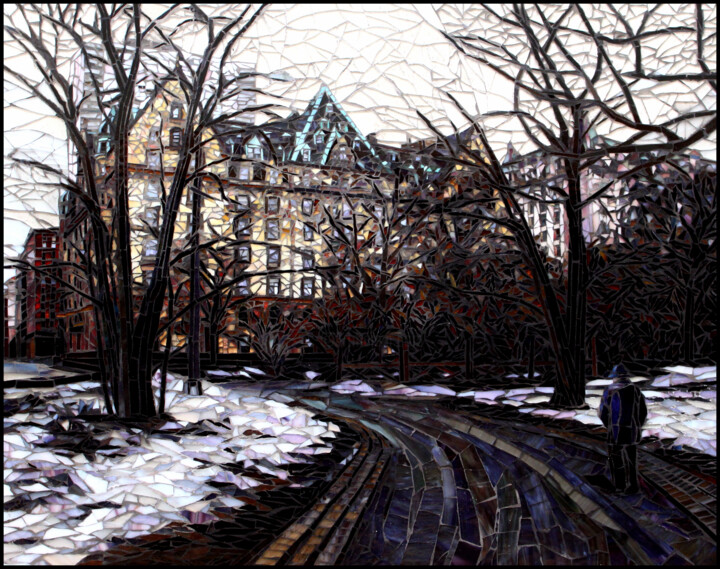 Painting titled "Central Park in the…" by Sandra Bryant, Original Artwork, Mosaic Mounted on Other rigid panel