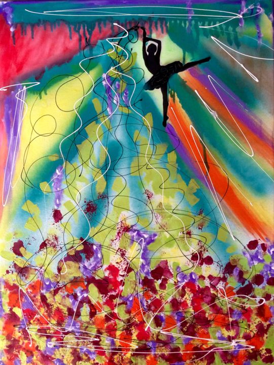 Painting titled "danse 5" by Sandra Cremonese, Original Artwork, Acrylic