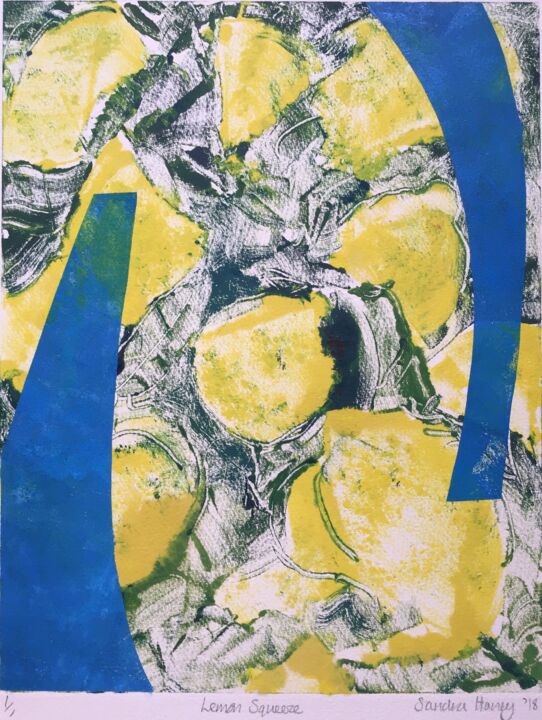 Printmaking titled "Lemon Squeeze" by Sandra Haney, Original Artwork, Monotype