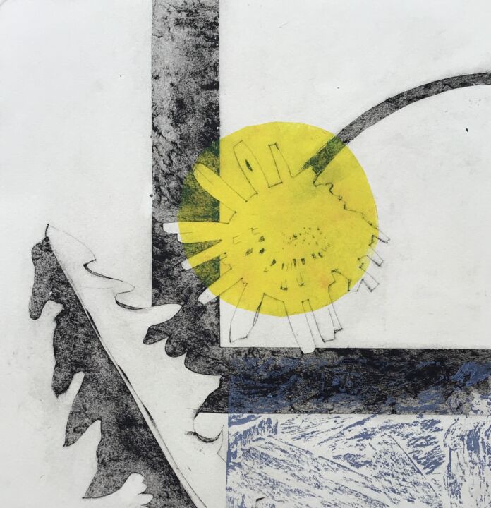 Prenten & gravures getiteld "Dandelion" door Sandra Haney, Origineel Kunstwerk, Collagraphy