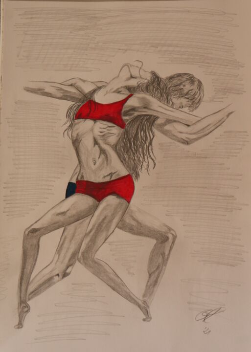 Zeichnungen mit dem Titel "Modern dance" von Sandra Herrlich, Original-Kunstwerk, Bleistift