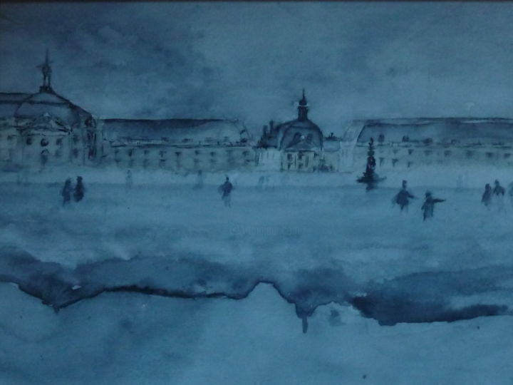 Peinture intitulée "Place de la Bourse…" par Sandra Junca, Œuvre d'art originale