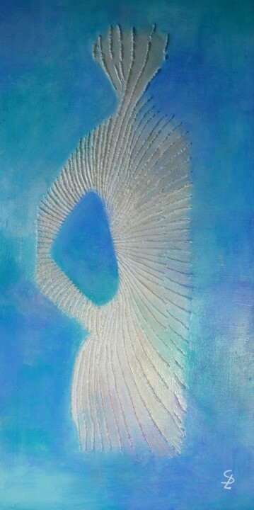 Painting titled "SILHOUETTE" by Sandra Lorin, Original Artwork, Acrylic Mounted on Wood Stretcher frame