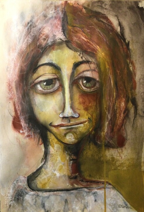 Картина под названием "Je m'en fous" - Sandra Ludwig, Подлинное произведение искусства, Акварель