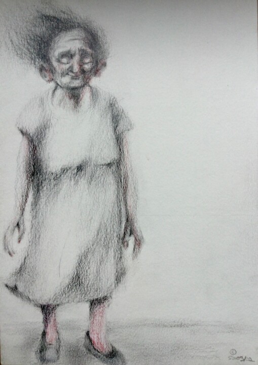 Dessin intitulée "im Wind" par Sandra Ludwig, Œuvre d'art originale, Crayon