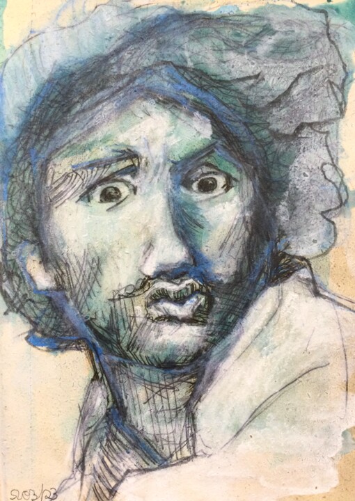 Zeichnungen mit dem Titel "Portrait frei nach…" von Sandra Ludwig, Original-Kunstwerk, Tinte