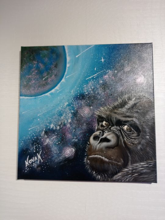 Painting titled "Gorille" by Sandra Novak, Original Artwork