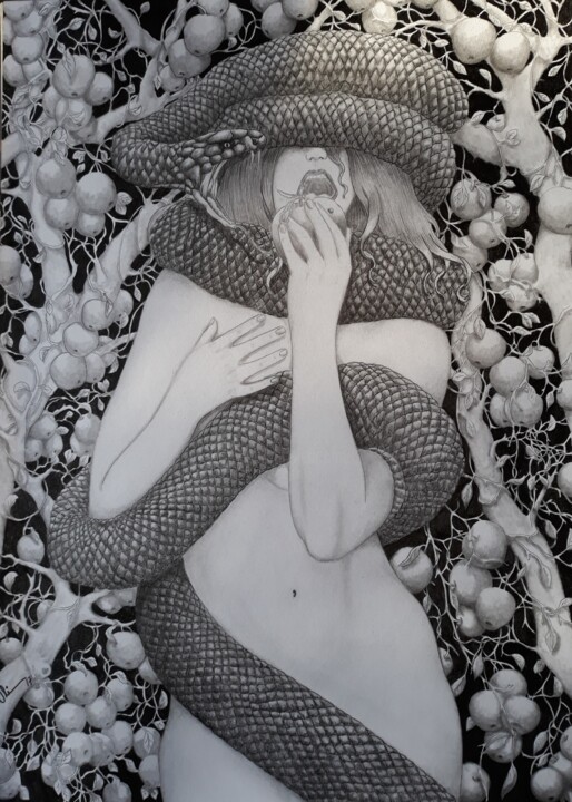 Dessin intitulée "Eva" par Sandra Sousa, Œuvre d'art originale, Crayon
