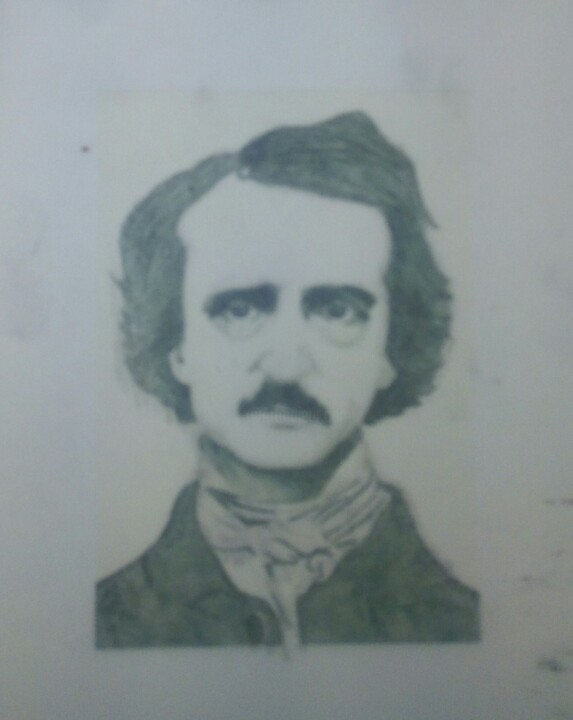 Dessin intitulée "Edgar A. Poe" par Sandra Sousa, Œuvre d'art originale, Marqueur