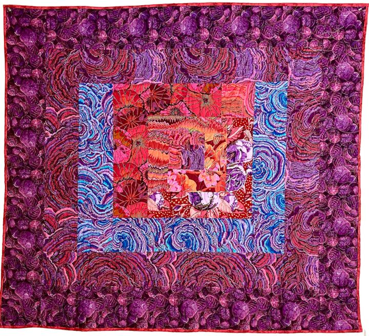 Textile Art titled "Large Purple and Bl…" by Sandra Teepen, Original Artwork, Fabric