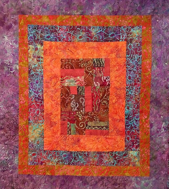 Textile Art titled "Orange and Purple B…" by Sandra Teepen, Original Artwork, Fabric