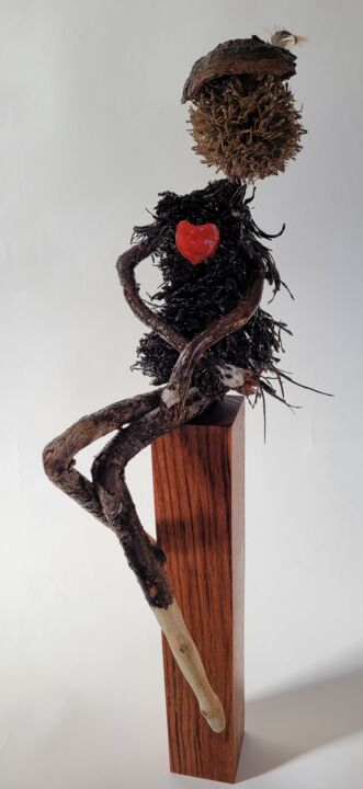 Skulptur mit dem Titel "Red Passion (Passio…" von Sandra Veillette, Original-Kunstwerk, Holz