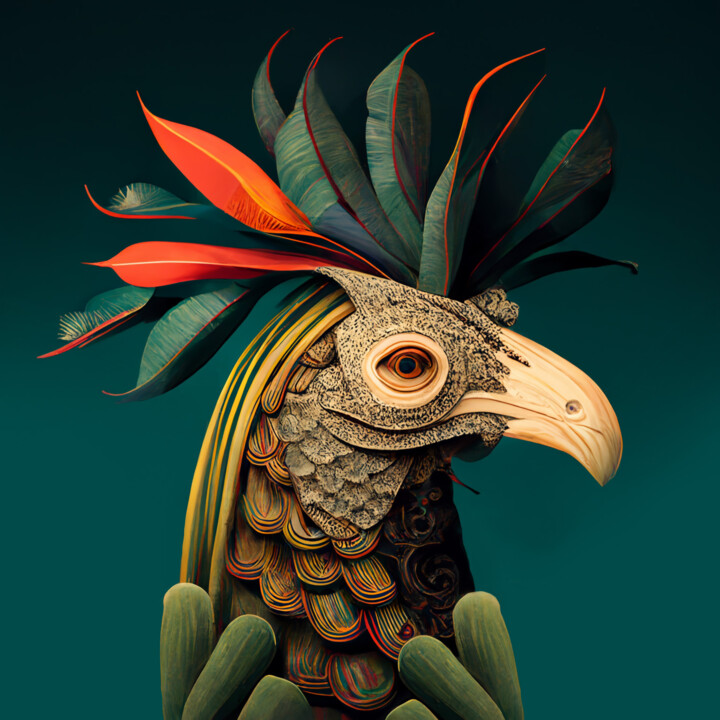 Цифровое искусство под названием "it's a mexican bird" - Sandra Wiggers, Подлинное произведение искусства, Изображение, сген…