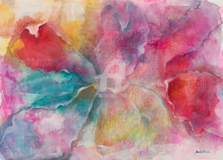 Painting titled "Orquídea Rosa" by Sandra Filardi, Original Artwork, Oil