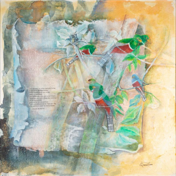 Pintura intitulada "Surucuá de Coleira…" por Sandra Filardi, Obras de arte originais, Óleo