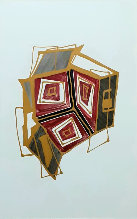 Painting titled "Urban Box" by Sandra Goes, Original Artwork, Ink