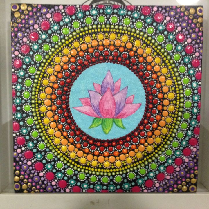 Painting titled "Lotus Flower" by Sandra Ramos, Original Artwork, Acrylic