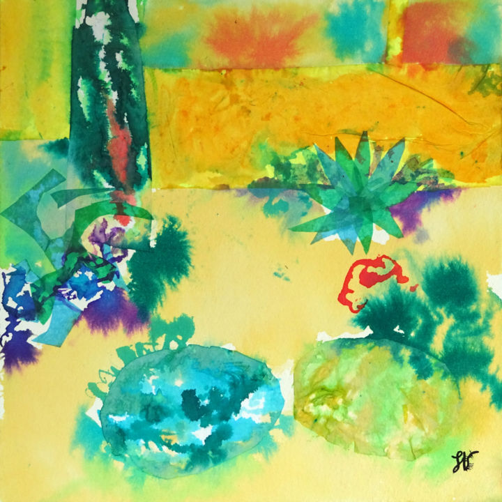 Peinture intitulée "Les cactus 2" par Sandra Vigouroux, Œuvre d'art originale, Aquarelle