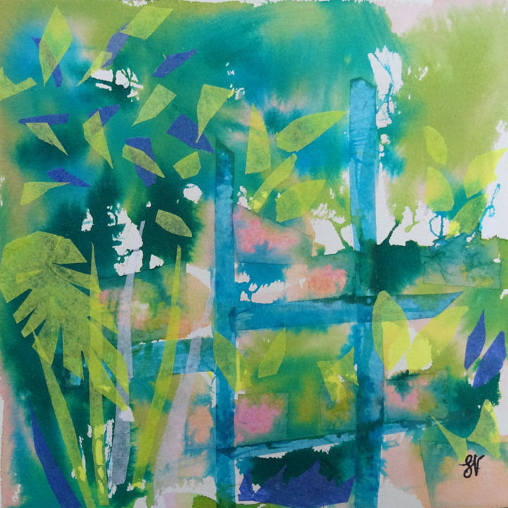 Painting titled "Les jardins suspend…" by Sandra Vigouroux, Original Artwork, Watercolor