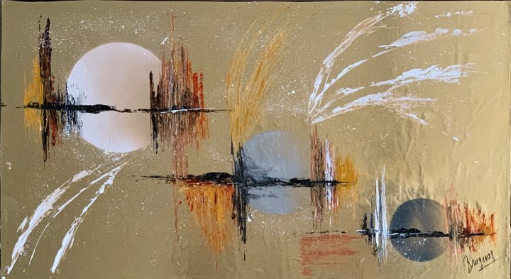 Painting titled "Planetes" by Brugeras Sandrine, Original Artwork, Acrylic