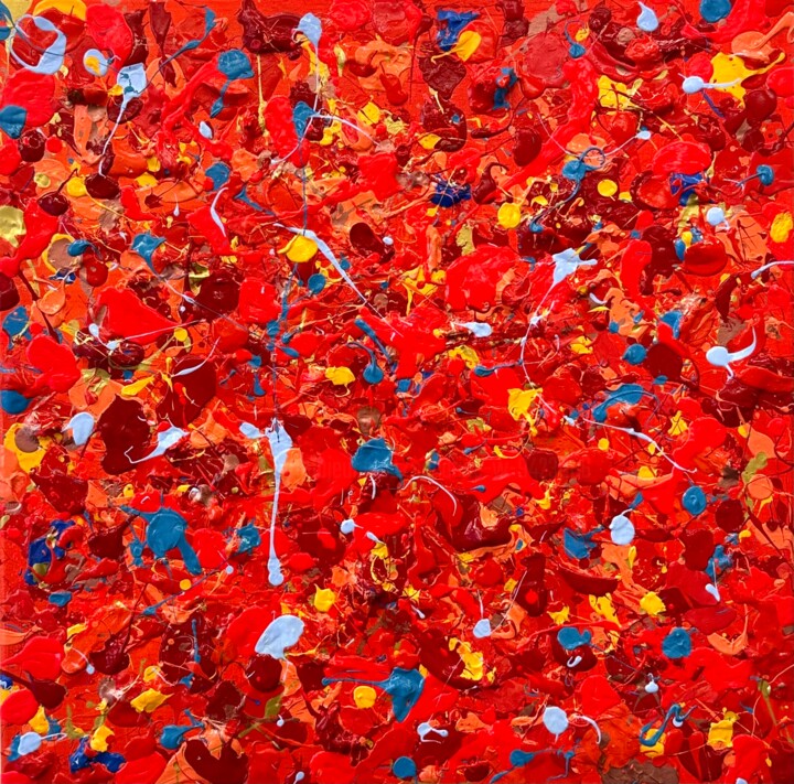 Peinture intitulée "Rouge" par Sandrine, Œuvre d'art originale, Acrylique Monté sur Châssis en bois