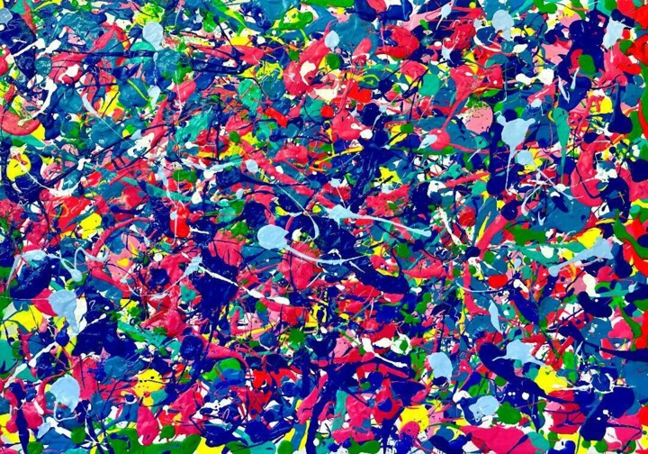 Картина под названием "The Big Bang" - Sandrine, Подлинное произведение искусства, Акрил Установлен на Деревянная рама для н…