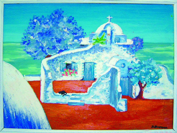 Peinture intitulée "eglise-grecque.jpg" par Saba, Œuvre d'art originale