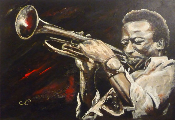 Pintura titulada "Miles Davis" por Sandrine Chalot, Obra de arte original, Acrílico