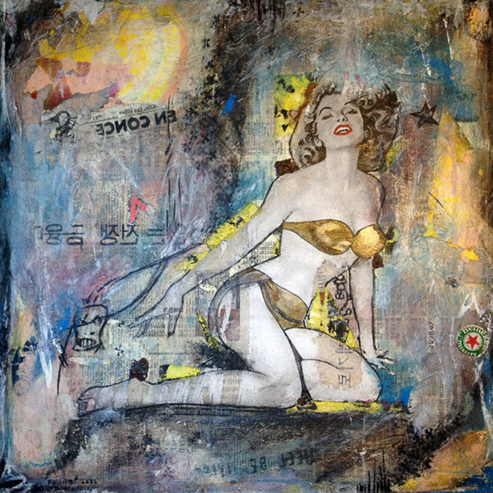 Collages titled "PIN-UP VI" by Fourmi, Original Artwork, Collages