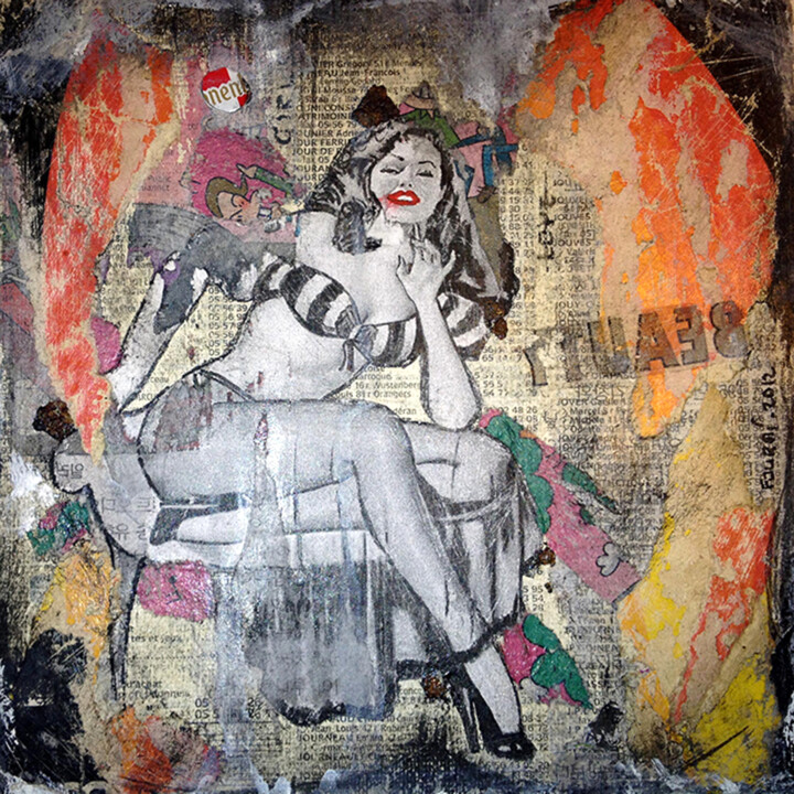 Collages titled "PIN-UP XI" by Fourmi, Original Artwork, Collages