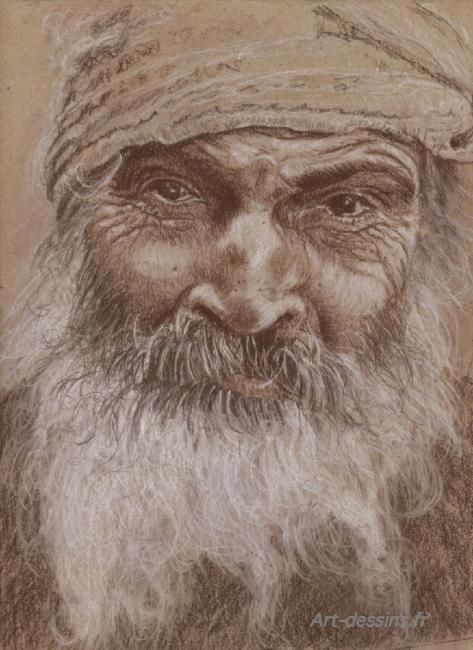 Drawing titled "vieux barbu, dessin…" by Sandrine Gateau, Original Artwork, Other